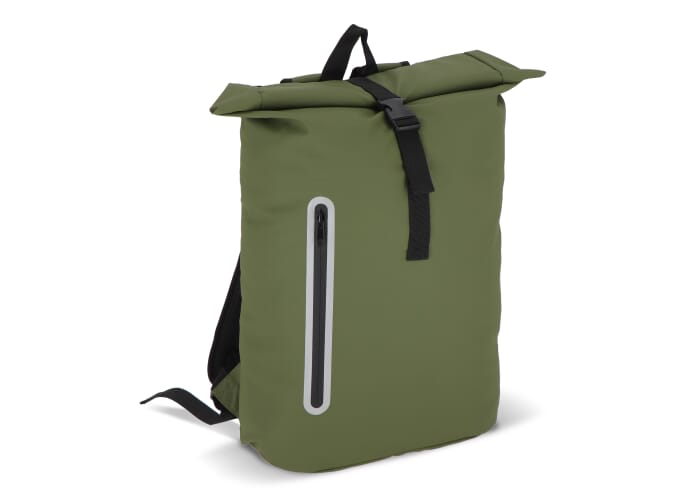 Sac à dos publicitaire à enroulement 20L R-PET enduit PU Vert olive